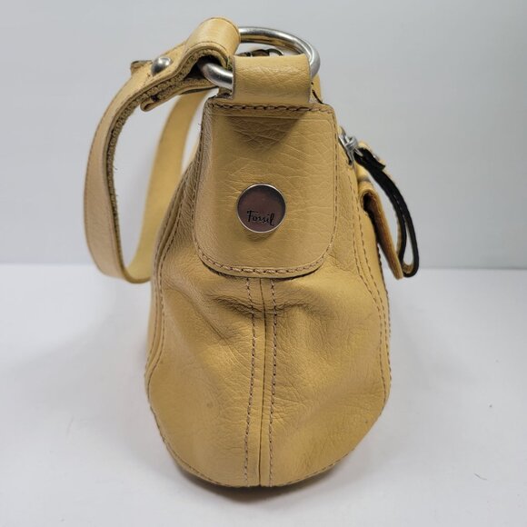 Vintage Fossil Long Live 1954 Women's Yellow Leather Strap Shoulder Bag - Picture 3 of 12